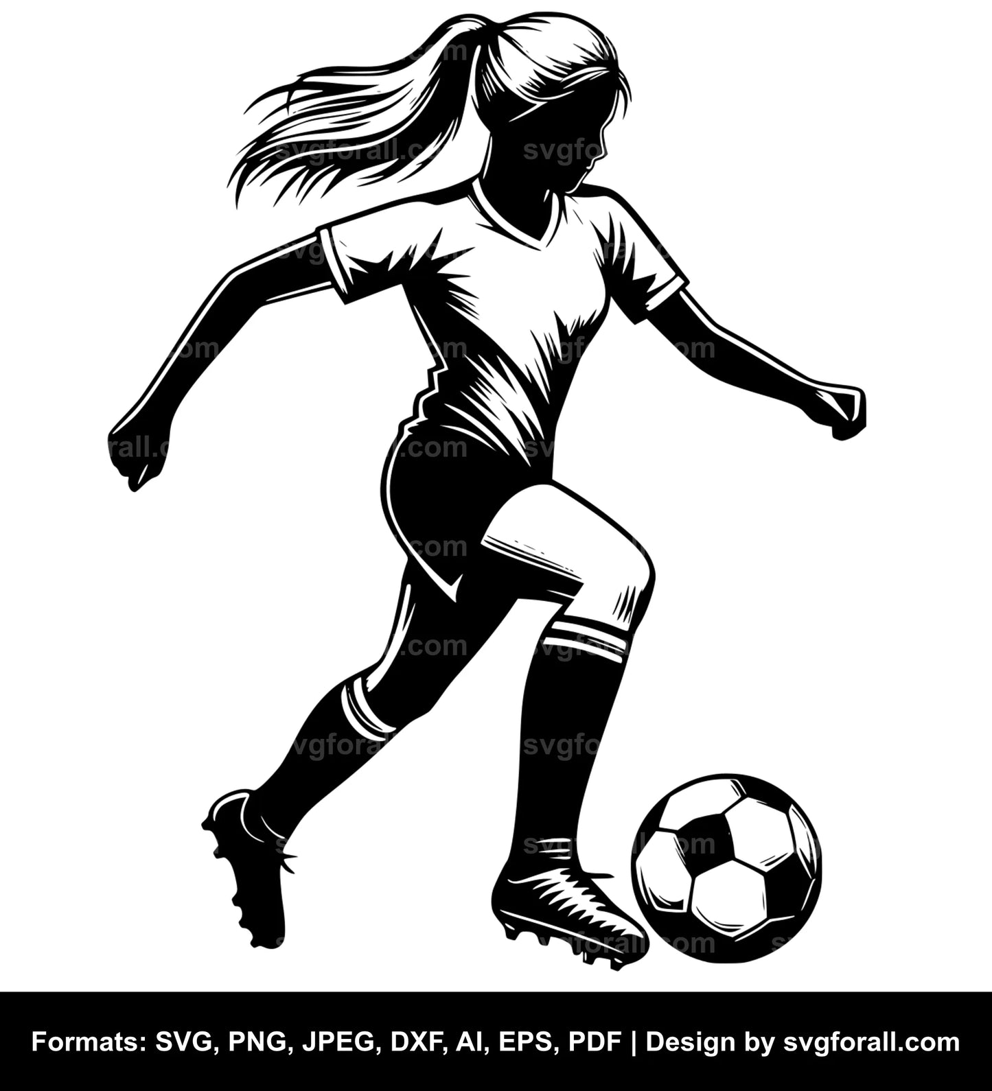 Girl Playing Soccer SVG