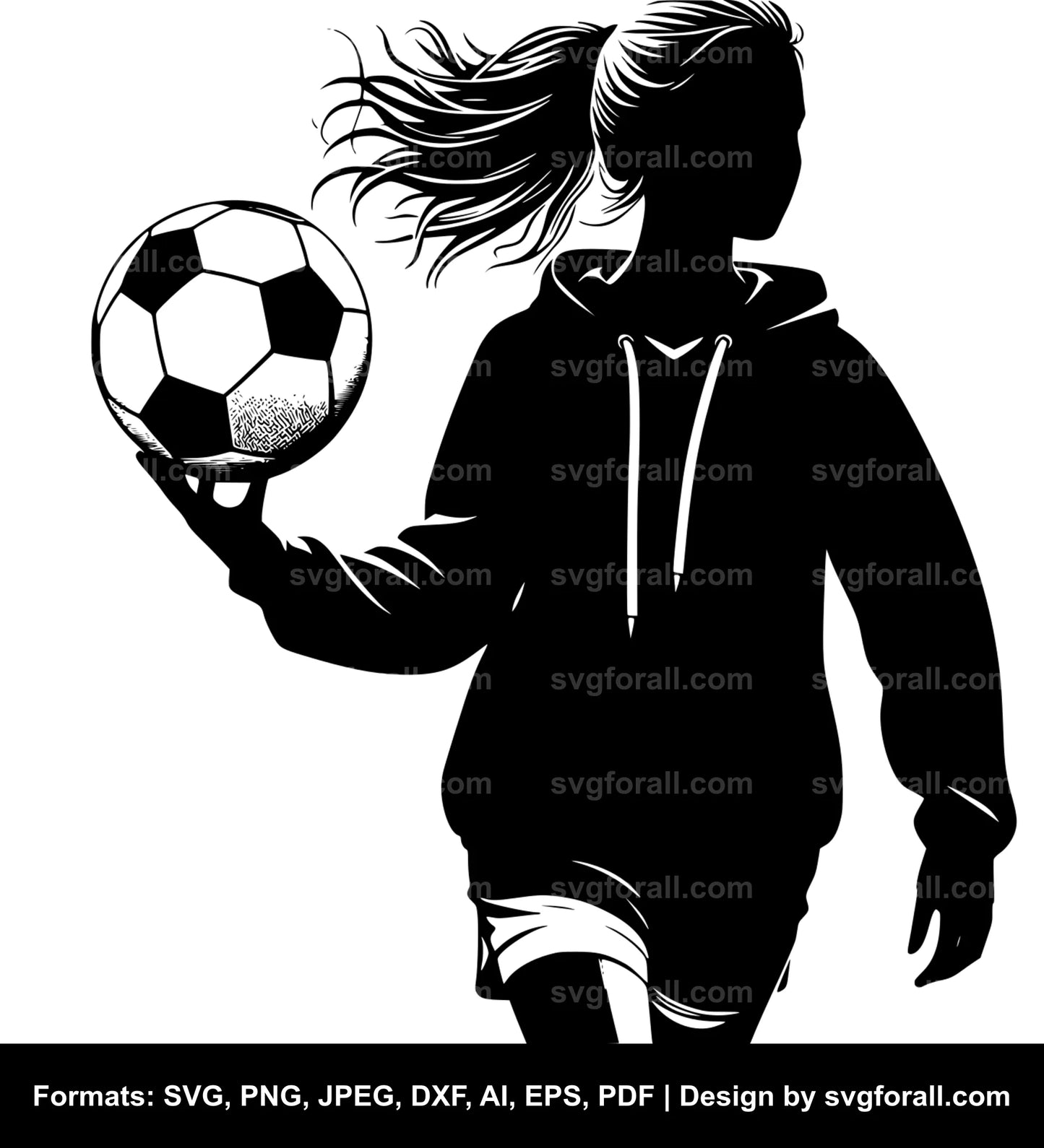 Girl Playing Soccer SVG Clipart