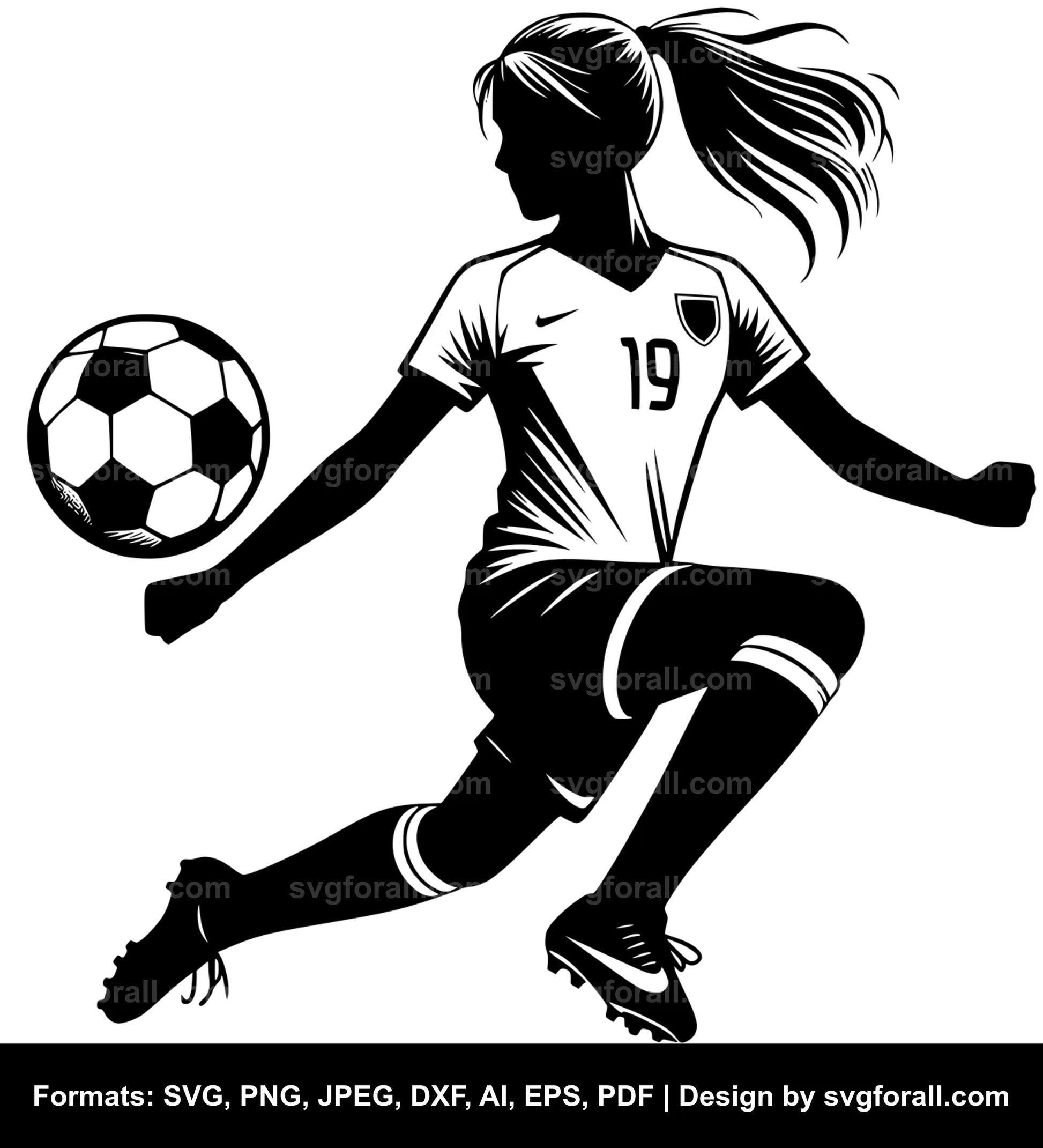 Girl Playing Soccer SVG Cut File