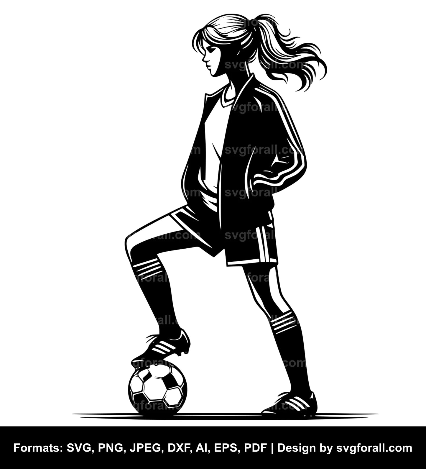 Girl Playing Soccer SVG Design