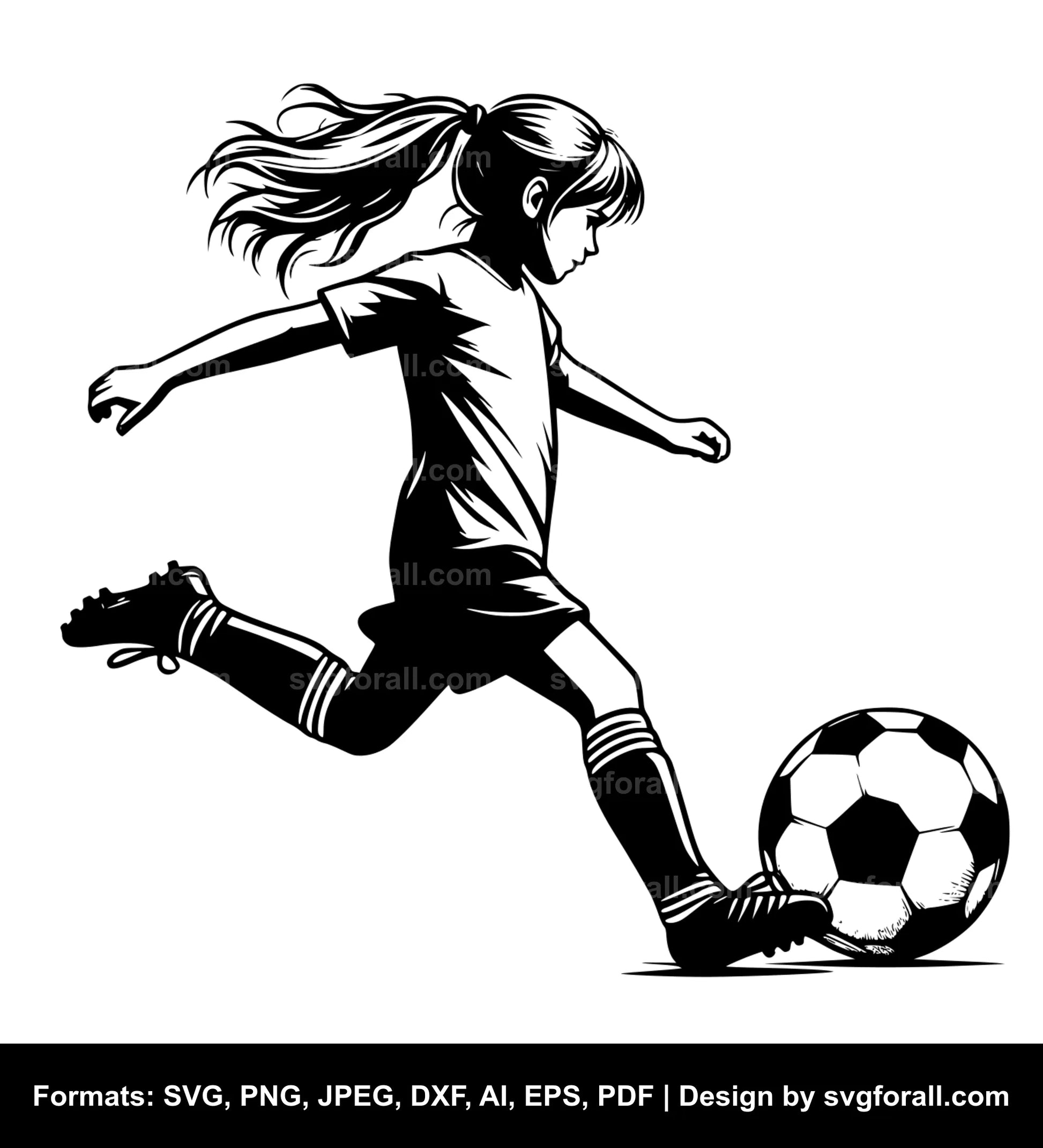 Girl Playing Soccer SVG File