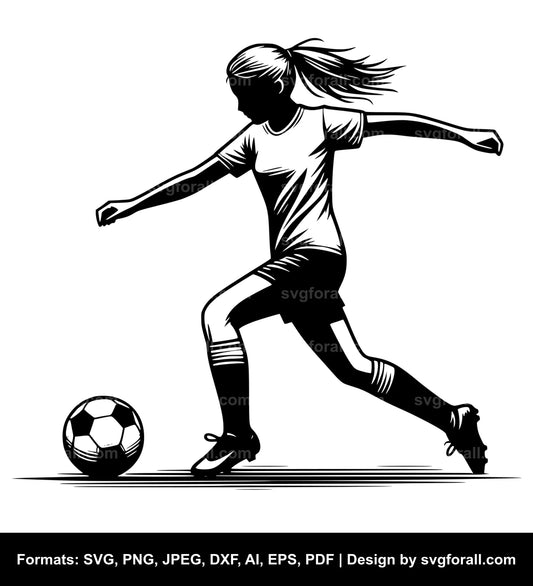 Girl Playing Soccer SVG Vector