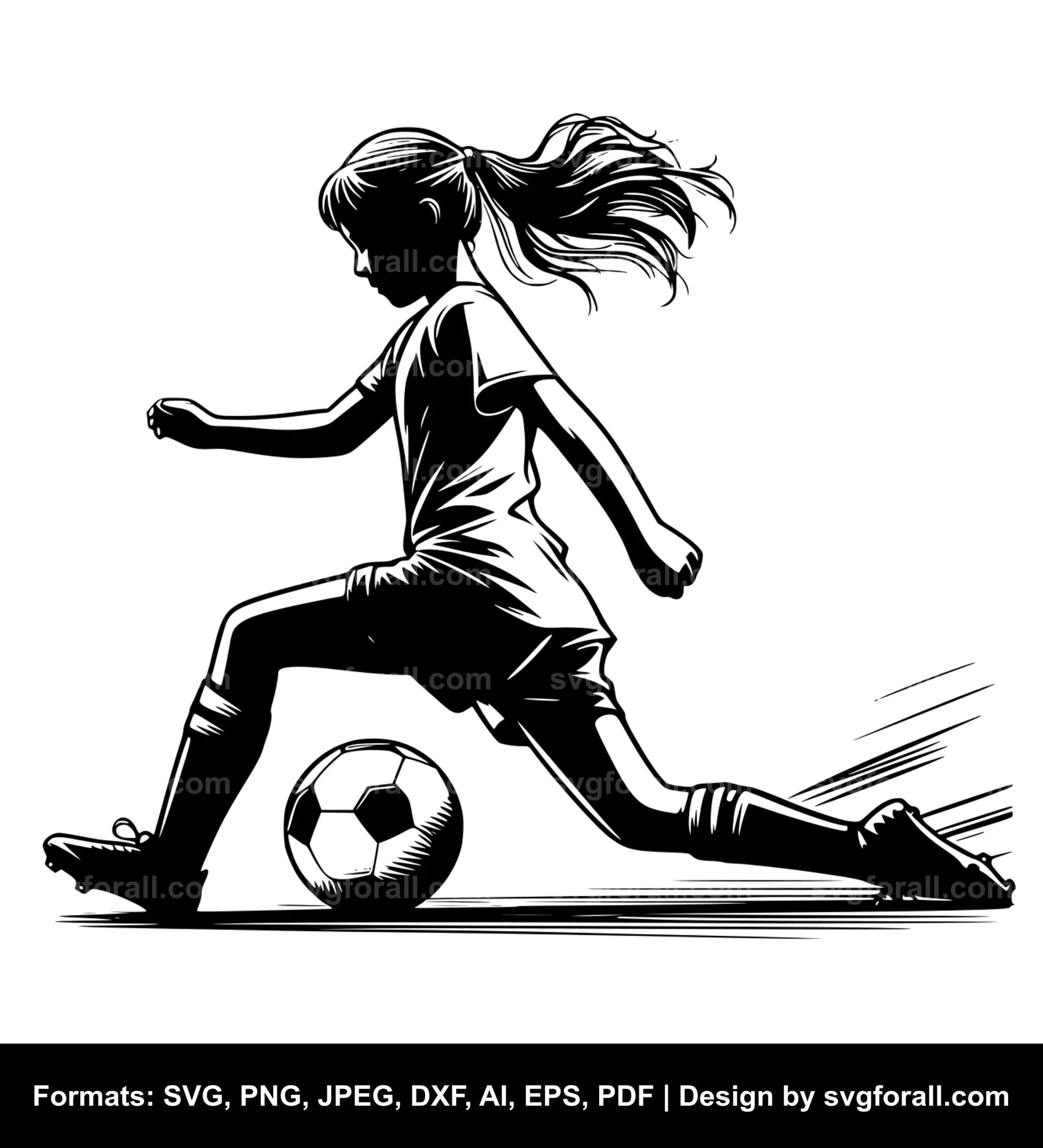 Girl Playing Soccer Vector SVG