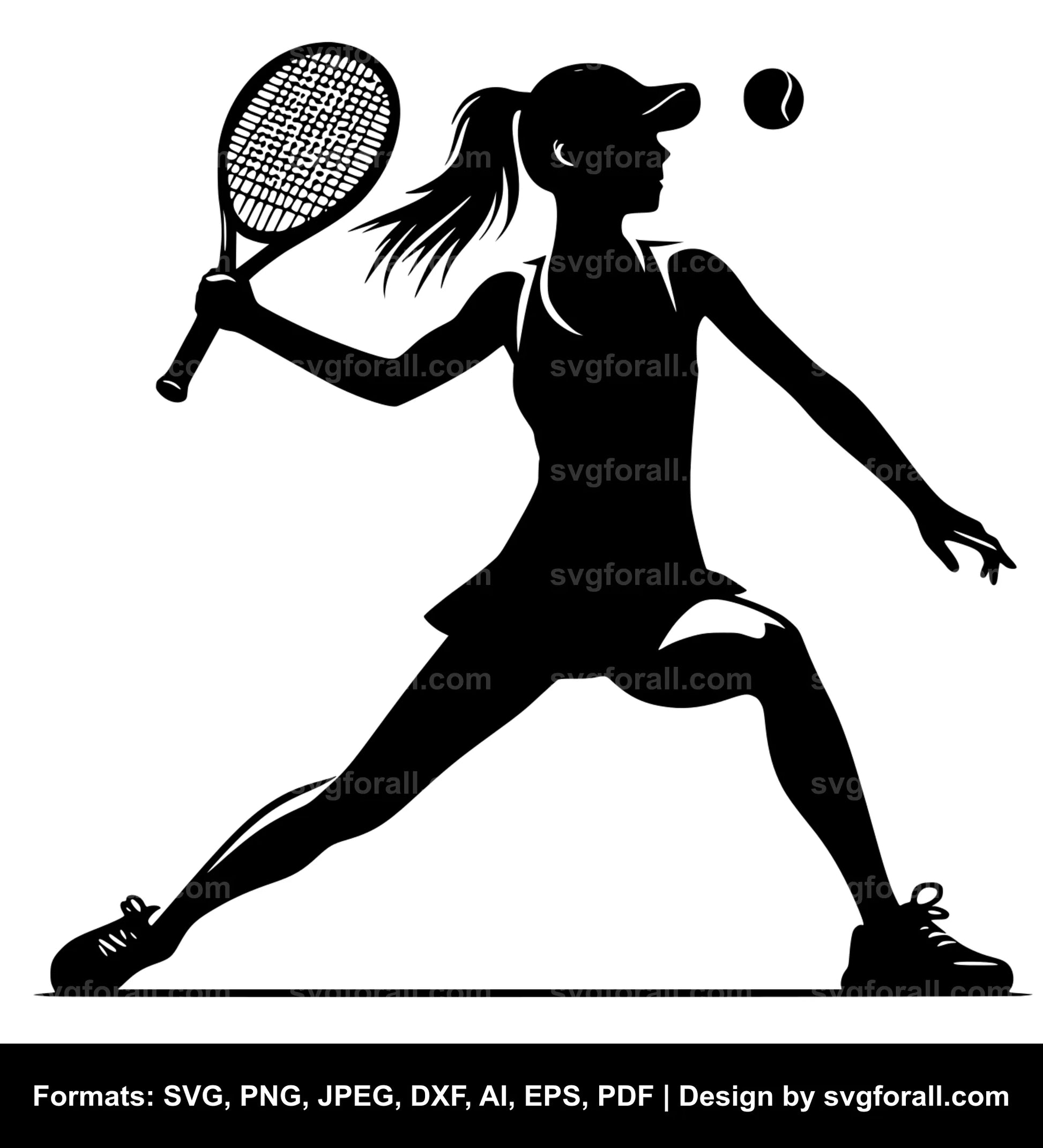 Girl Playing Tennis SVG