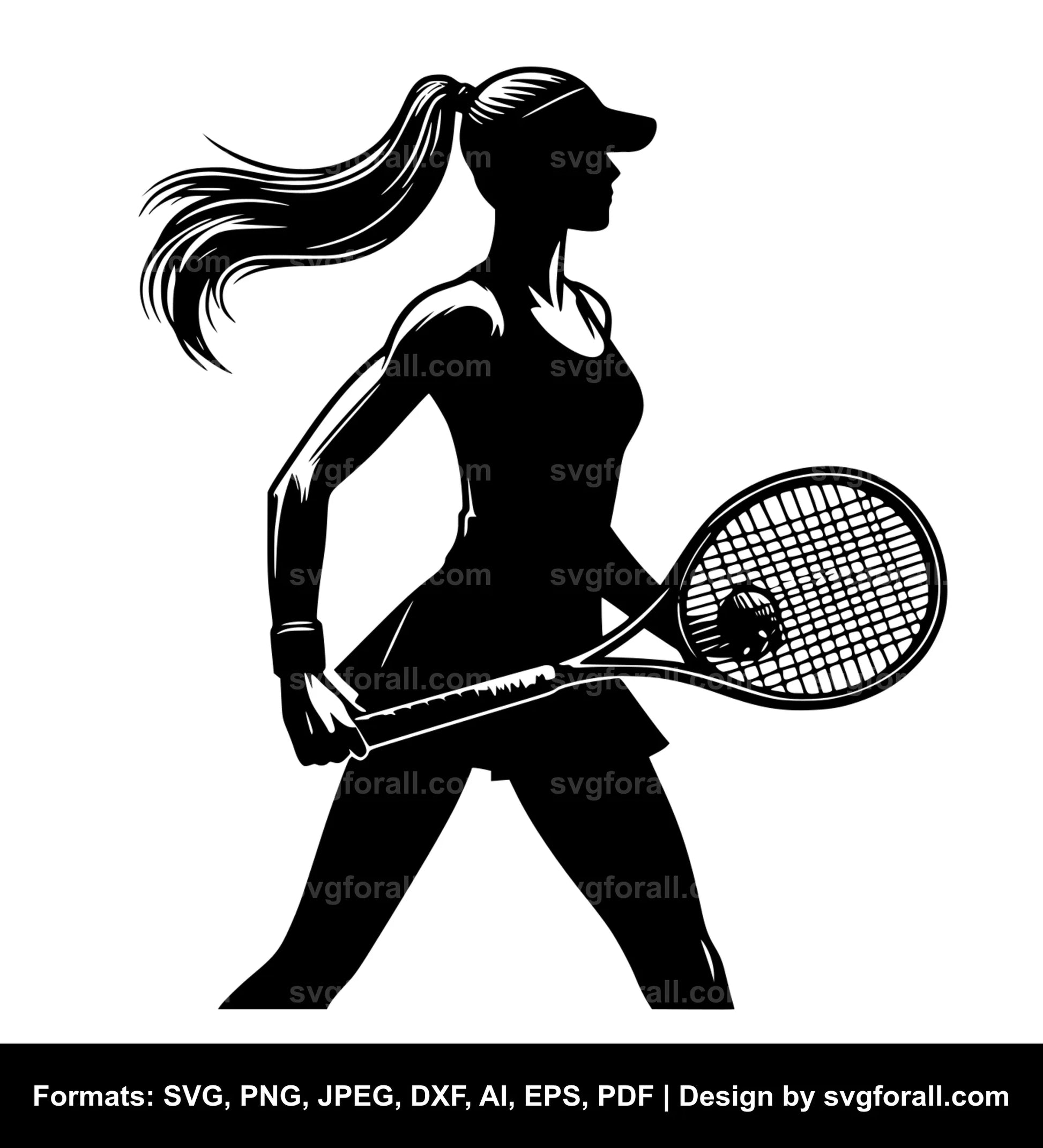 Girl Playing Tennis SVG File