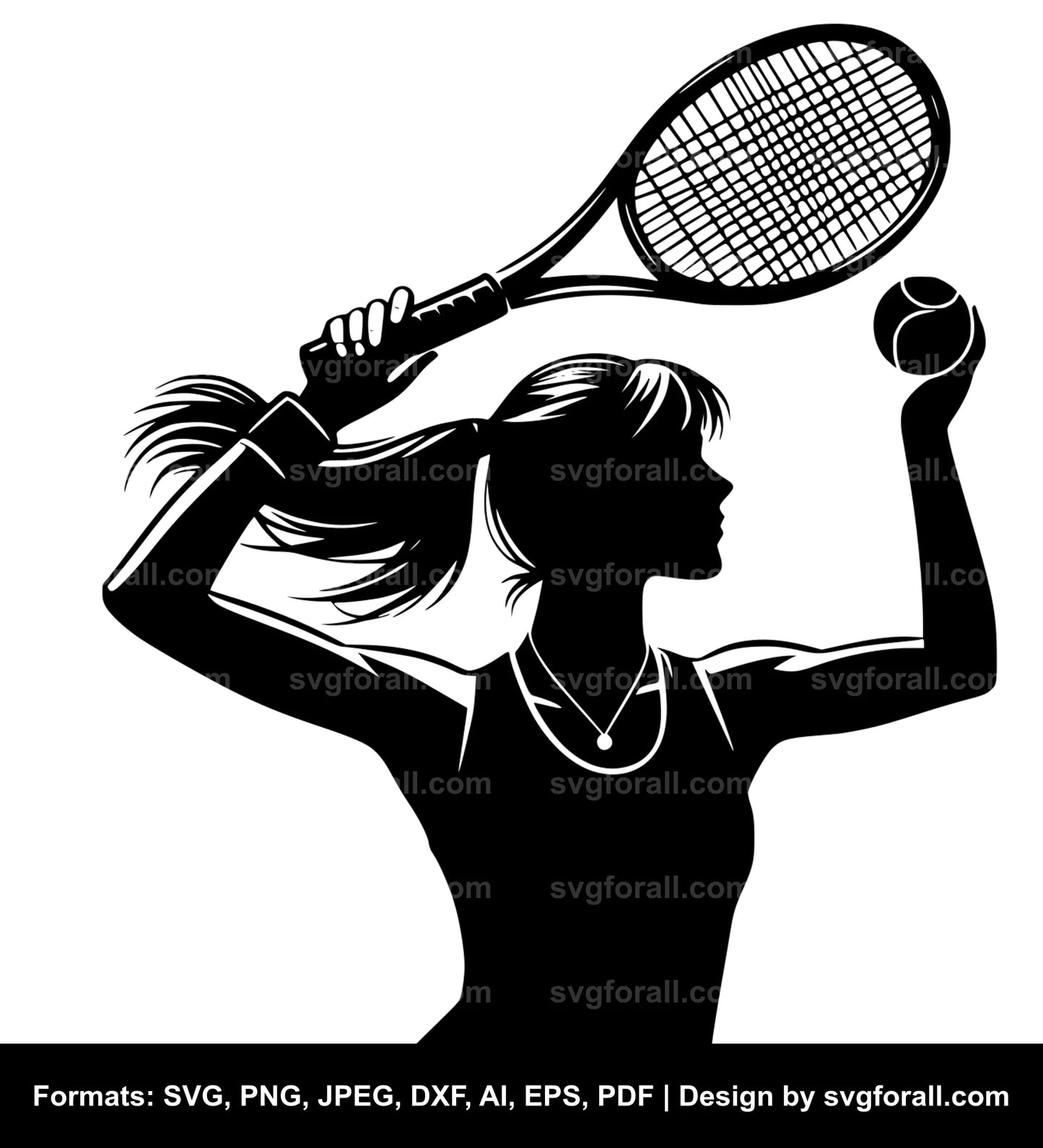 Girl Playing Tennis SVG PNG