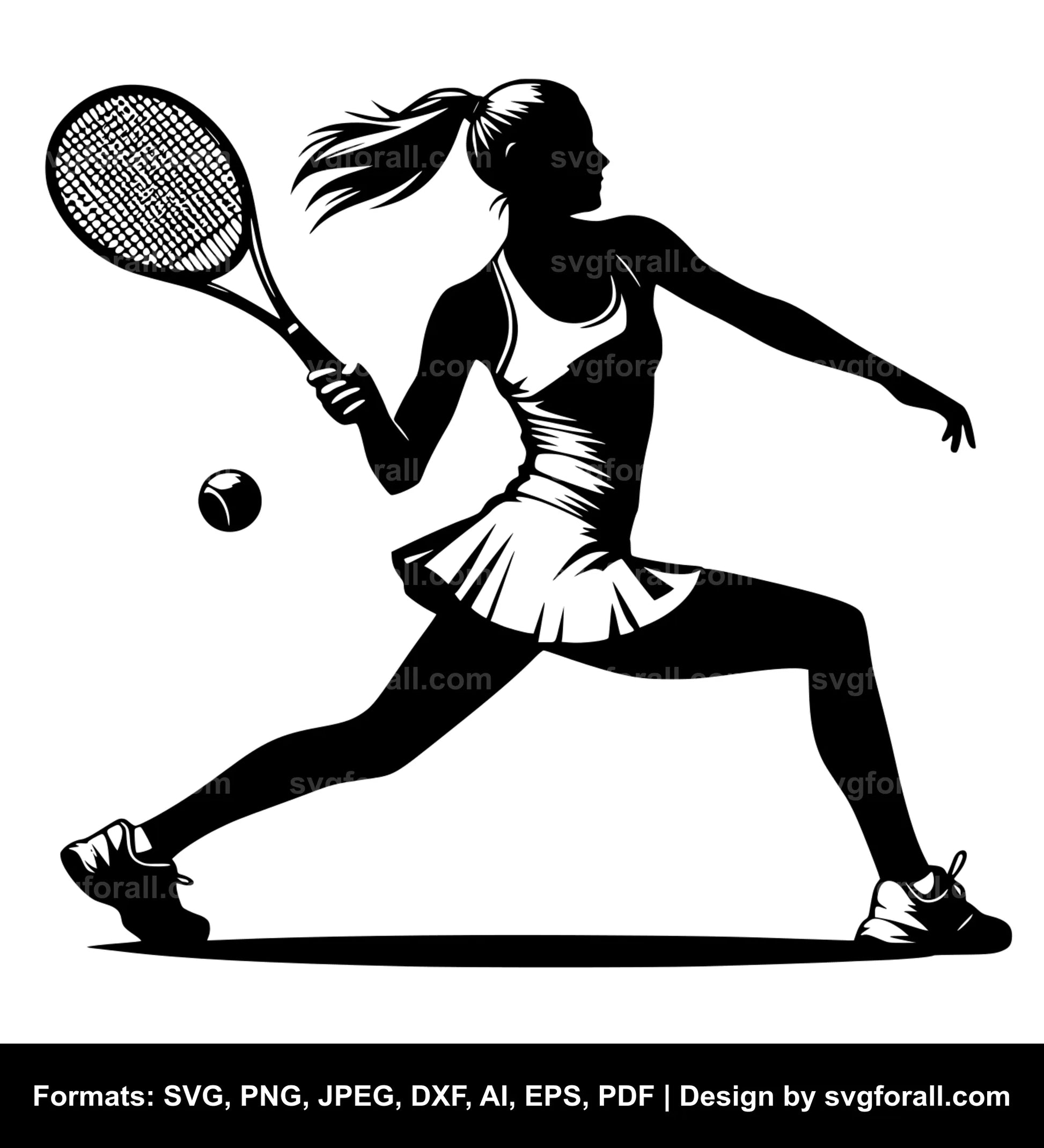 Girl Playing Tennis SVG Vector