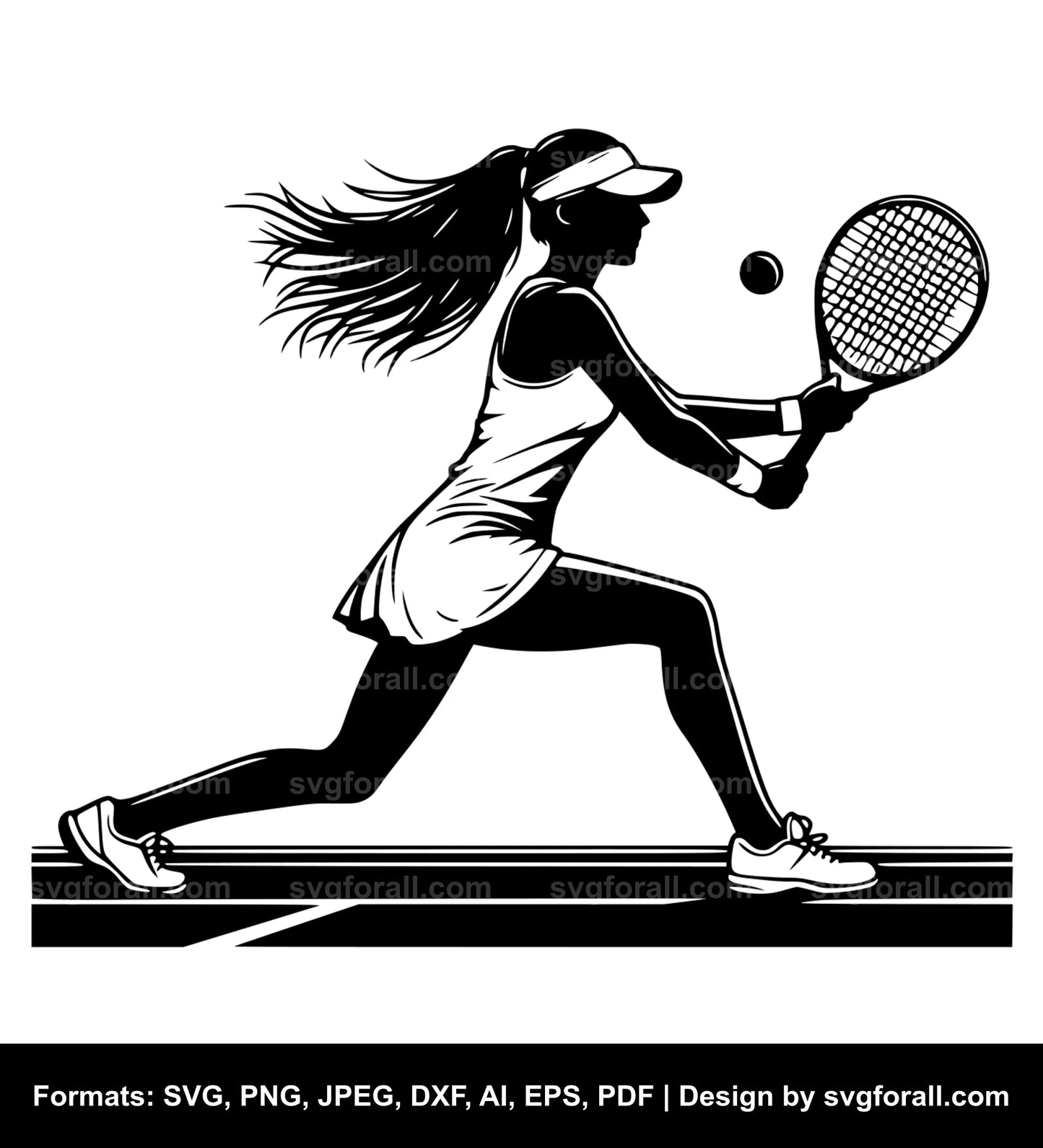 Girl Playing Tennis Vector SVG