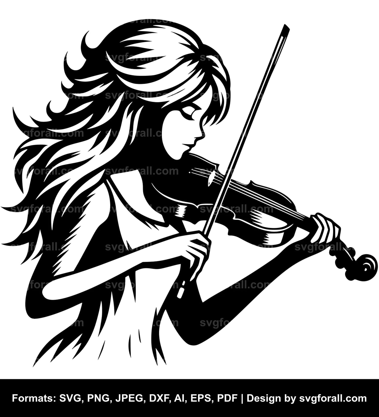 Girl Playing Violin SVG