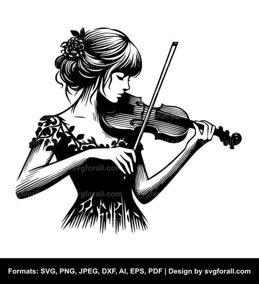 Girl Playing Violin SVG File