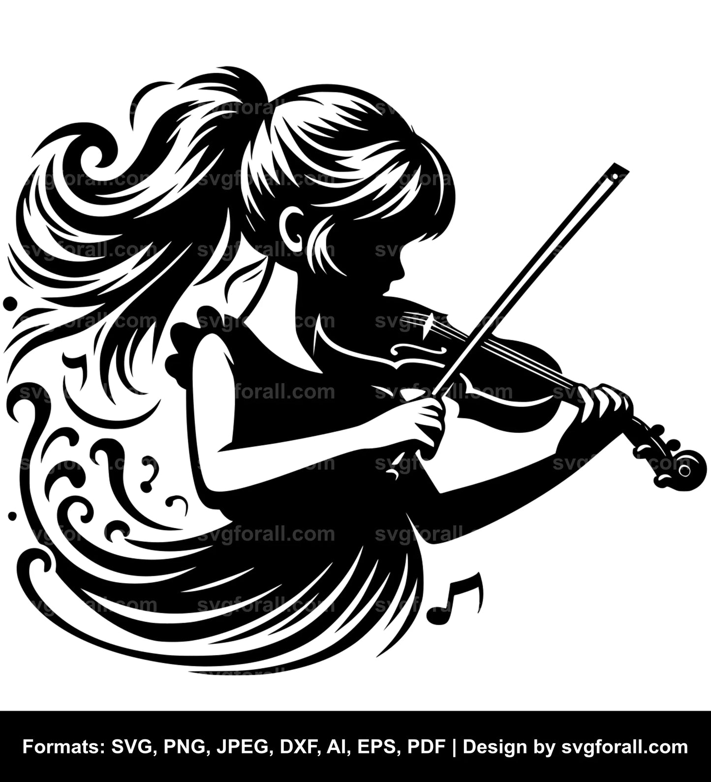 Girl Playing Violin SVG PNG