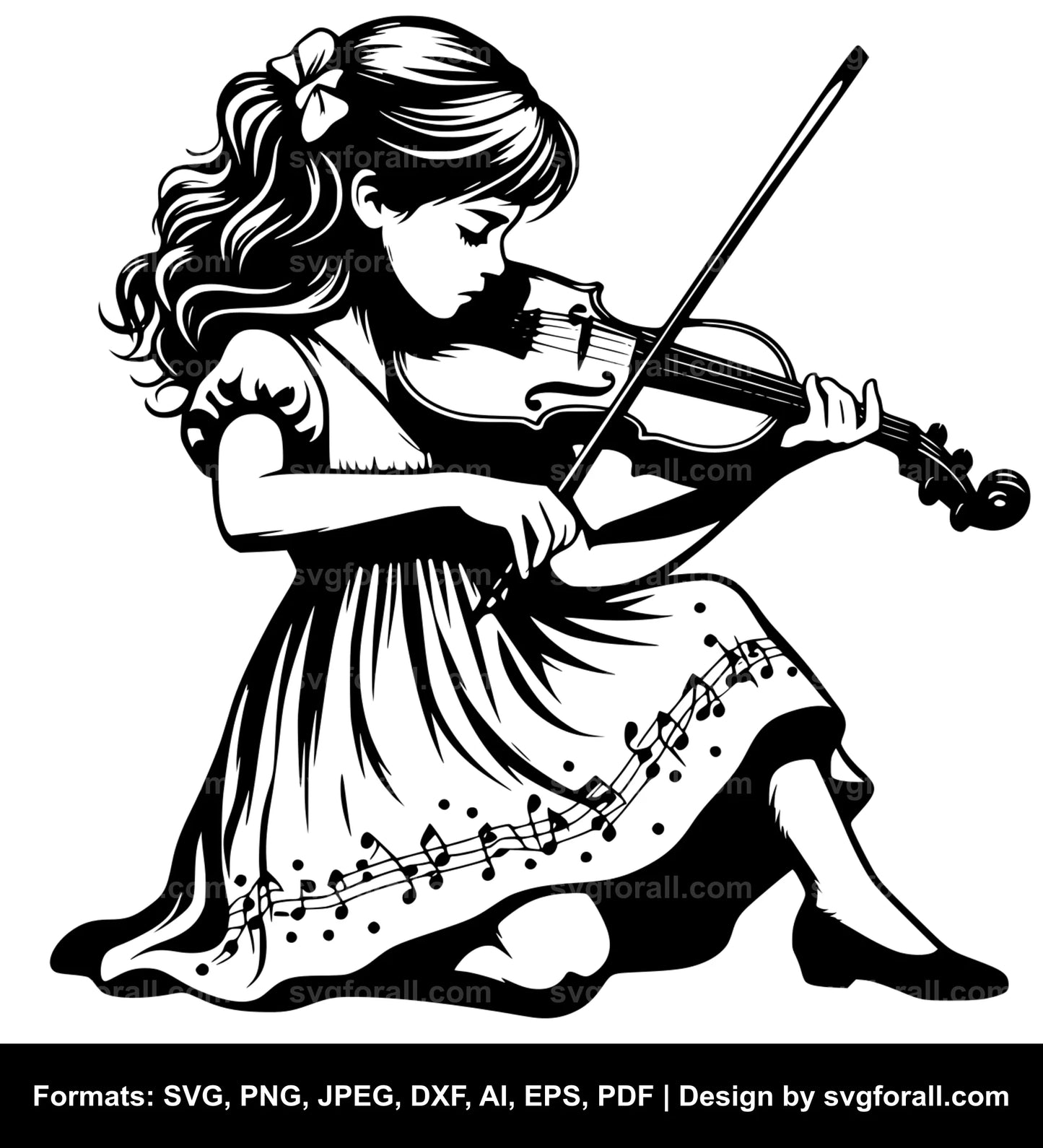 Girl Playing Violin SVG Vector