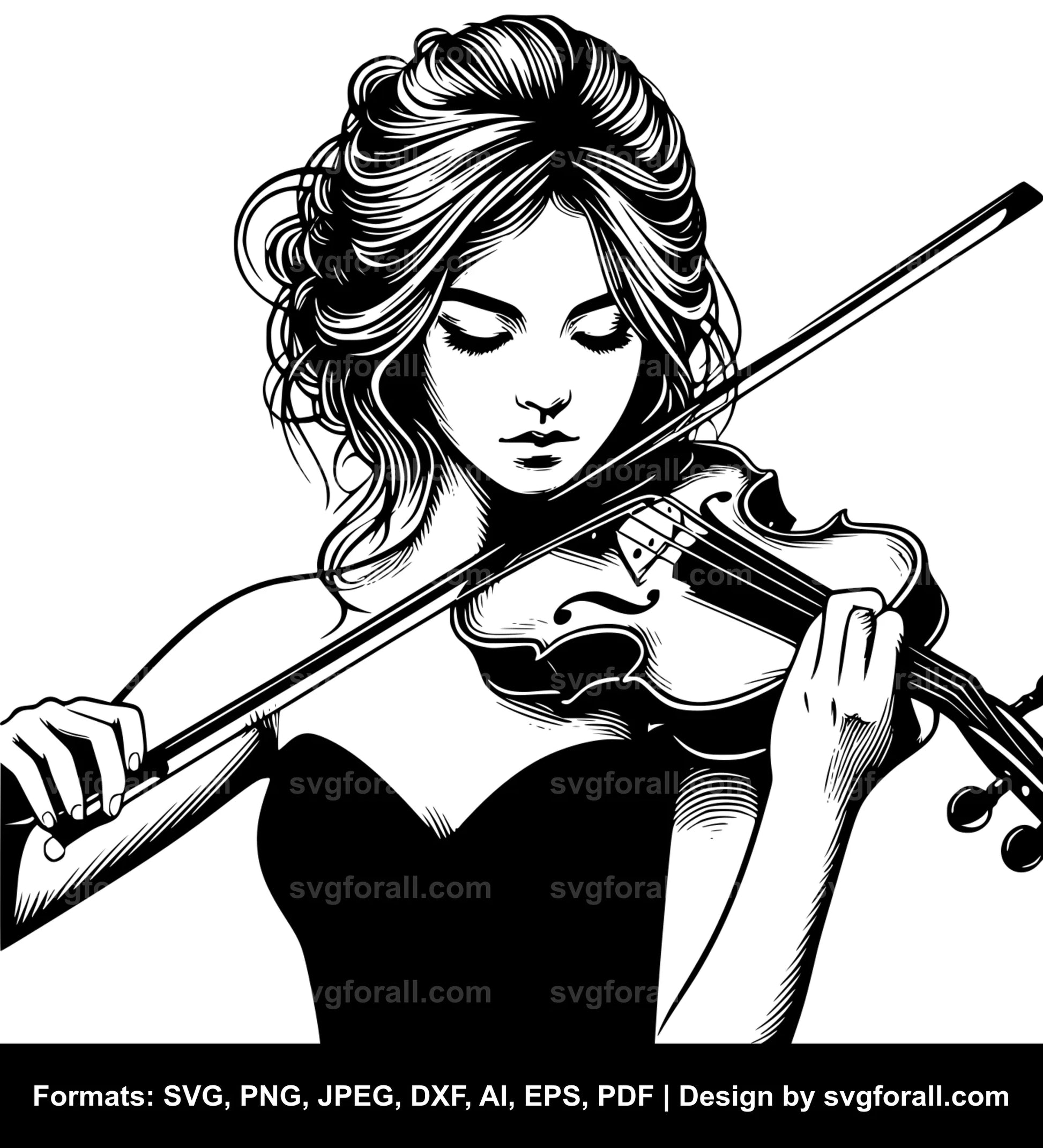 Girl Playing Violin Vector SVG