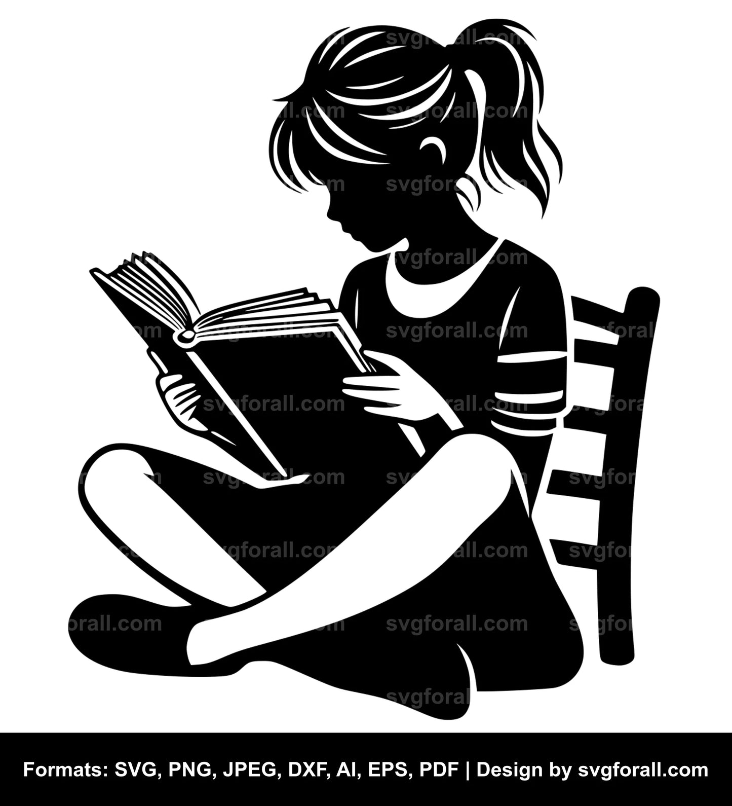 Girl Reading SVG