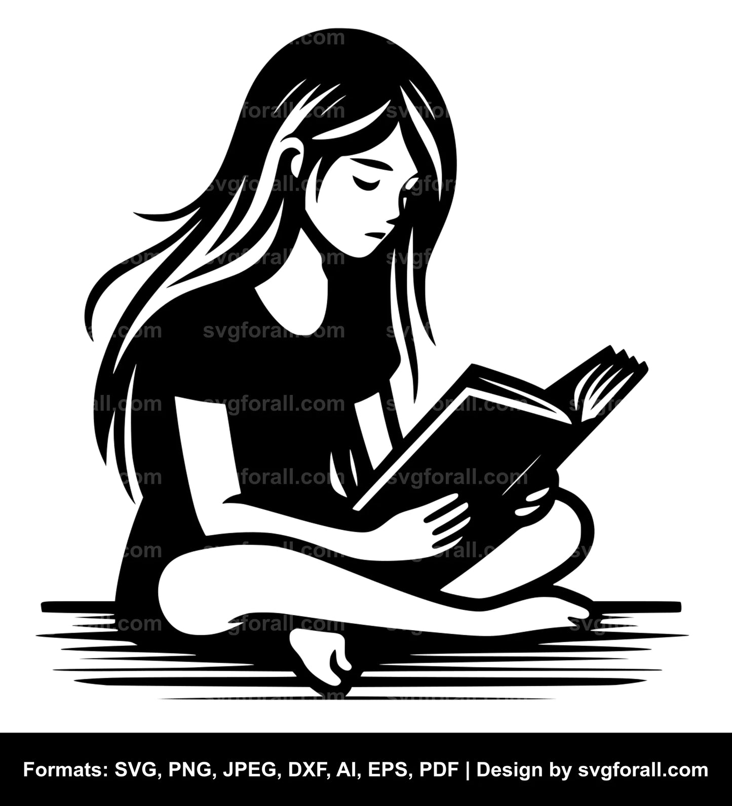 Girl Reading SVG File