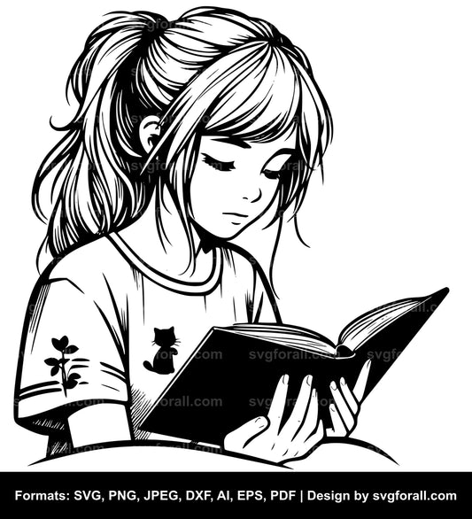 Girl Reading SVG PNG