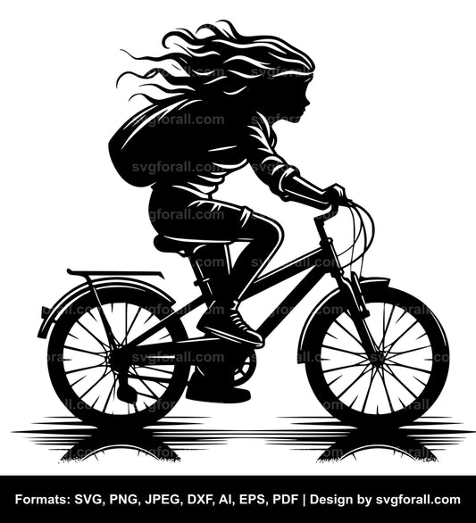 Girl Riding Bike Cricut SVG