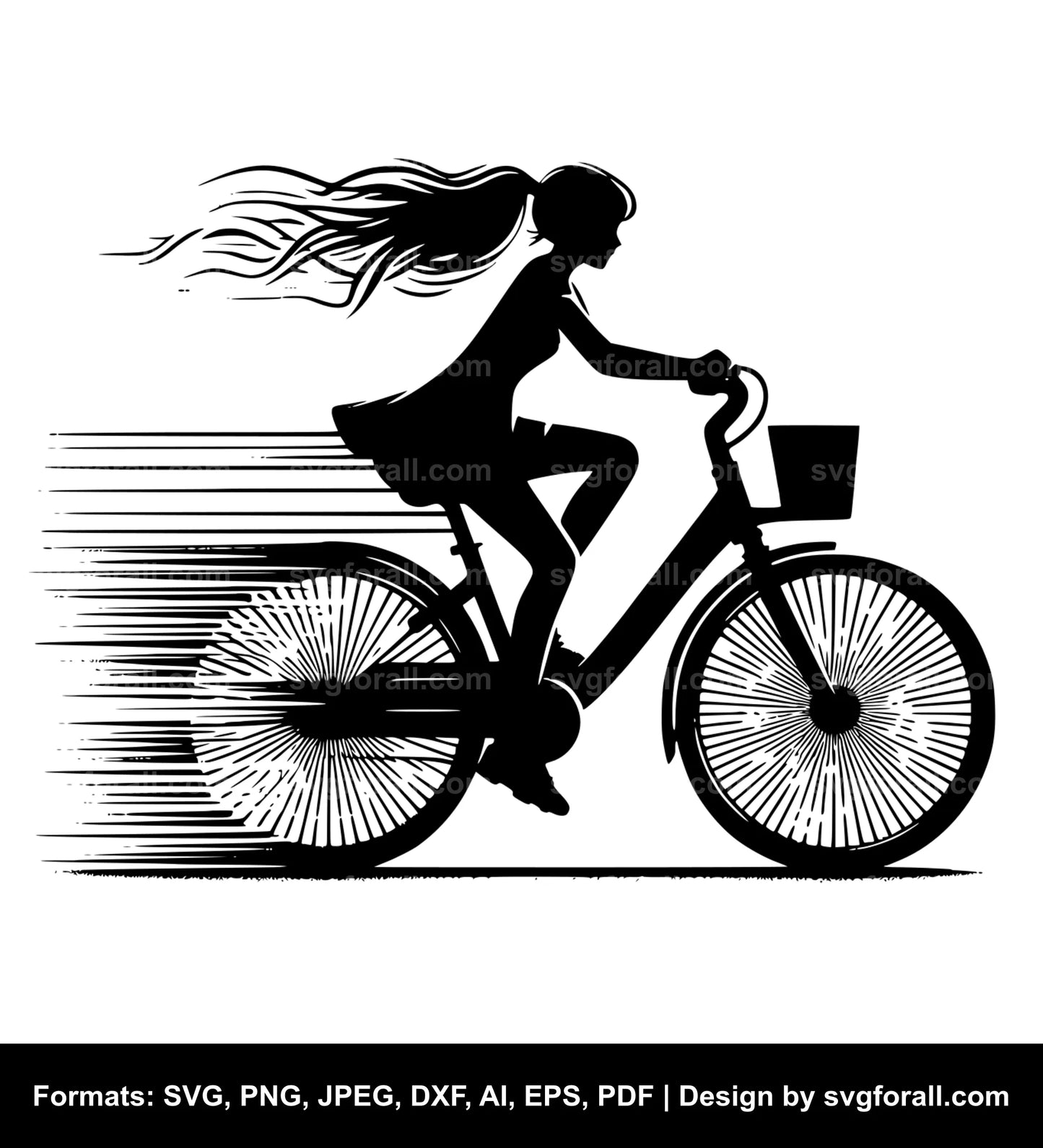 Girl Riding Bike SVG File