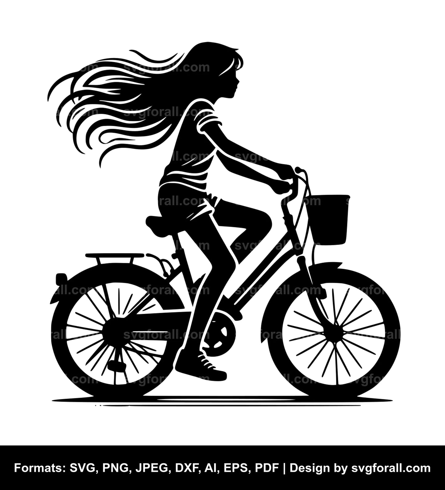 Girl Riding Bike SVG PNG