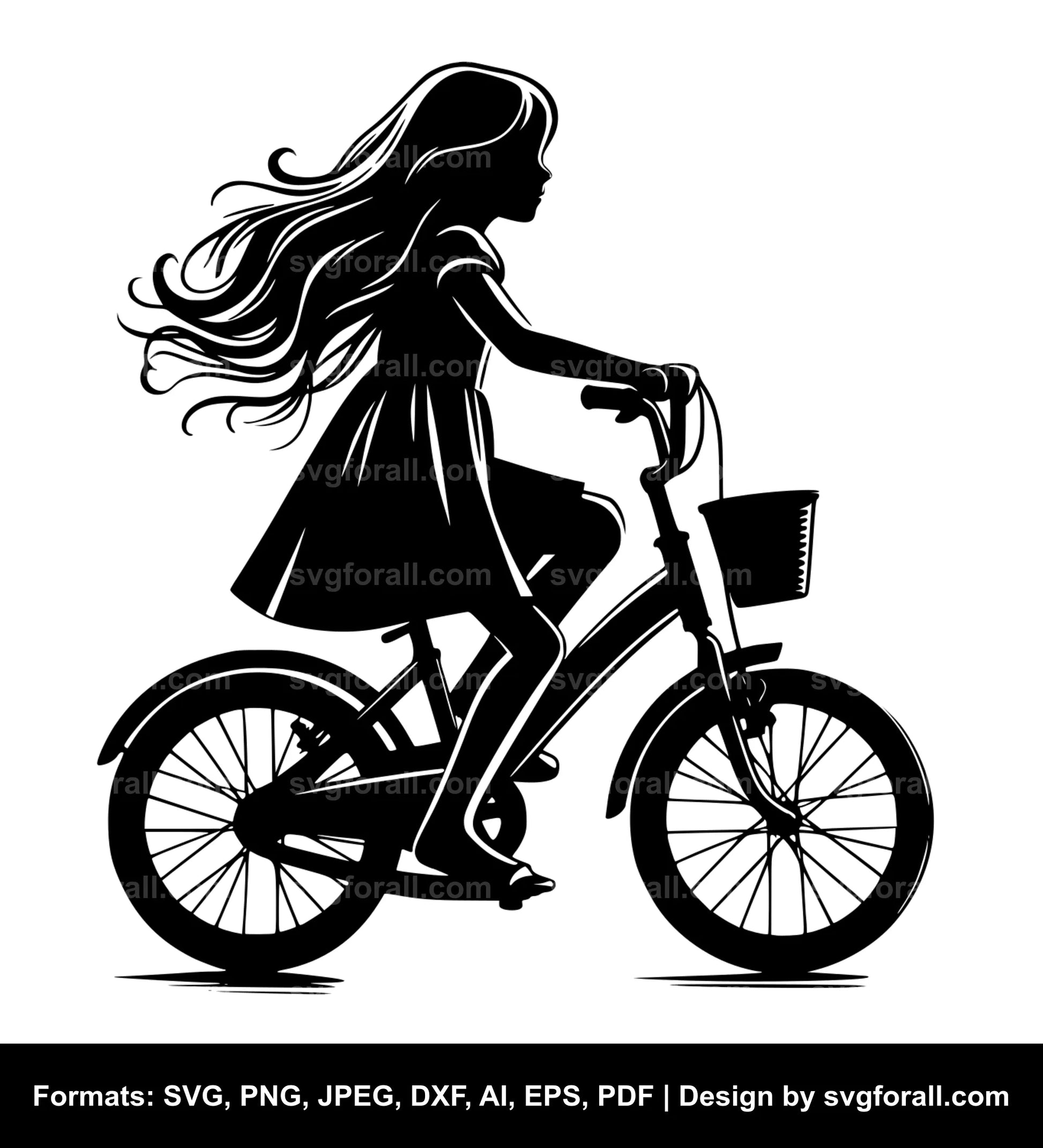 Girl Riding Bike SVG Vector