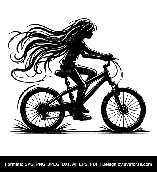 Girl Riding Bike Vector SVG