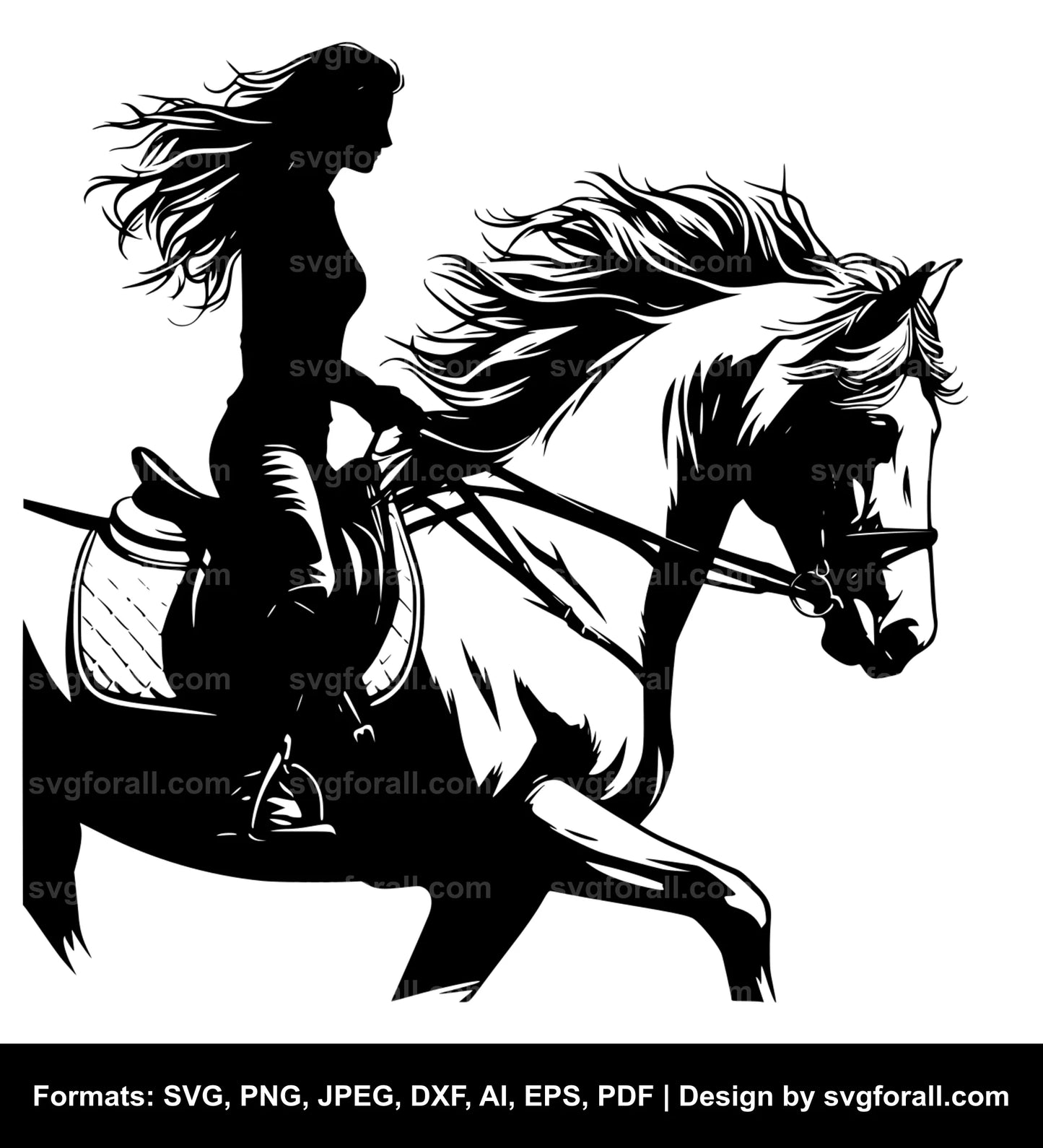 Girl Riding Horse Cricut SVG