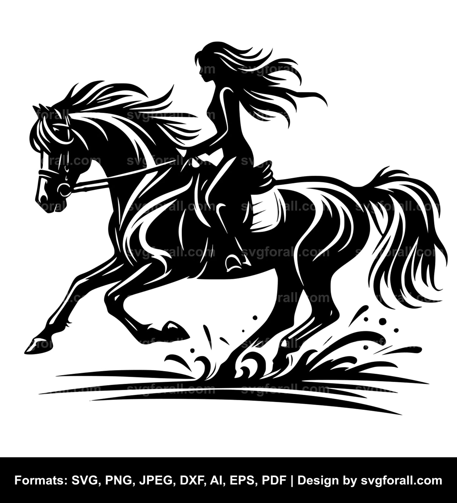 Girl Riding Horse SVG Design