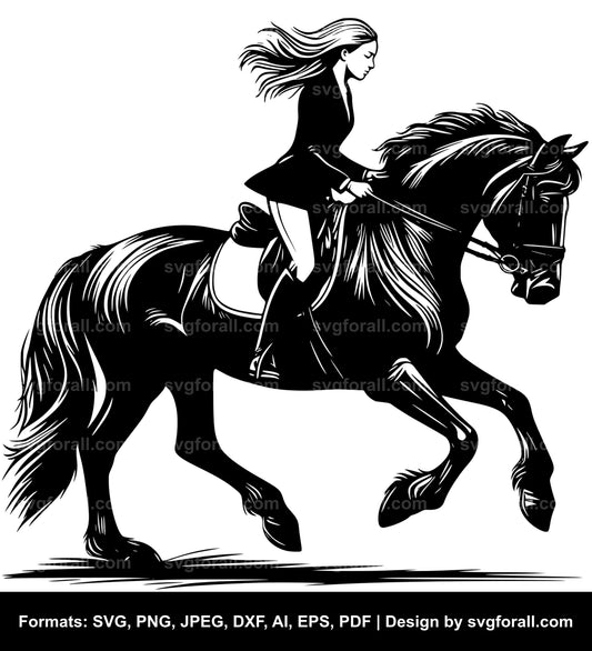 Girl Riding Horse SVG File