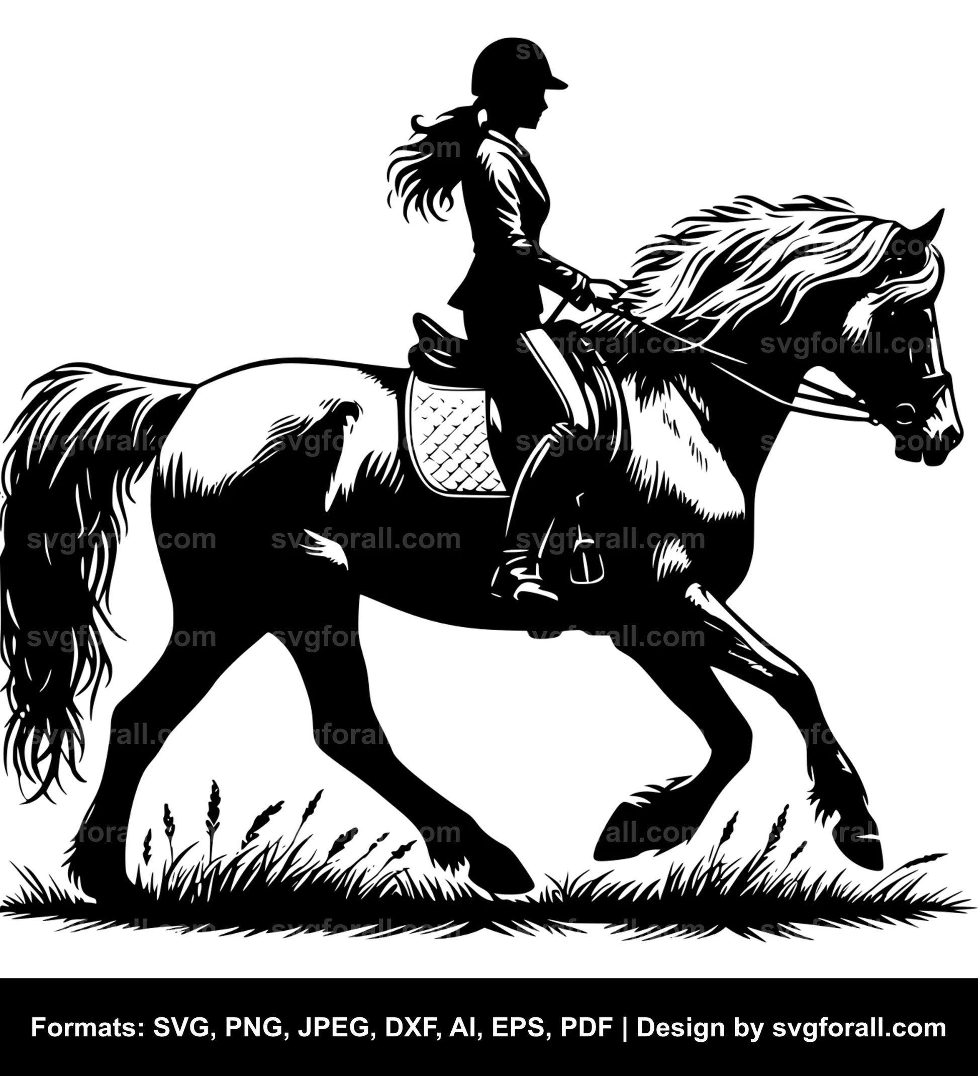 Girl Riding Horse SVG PNG