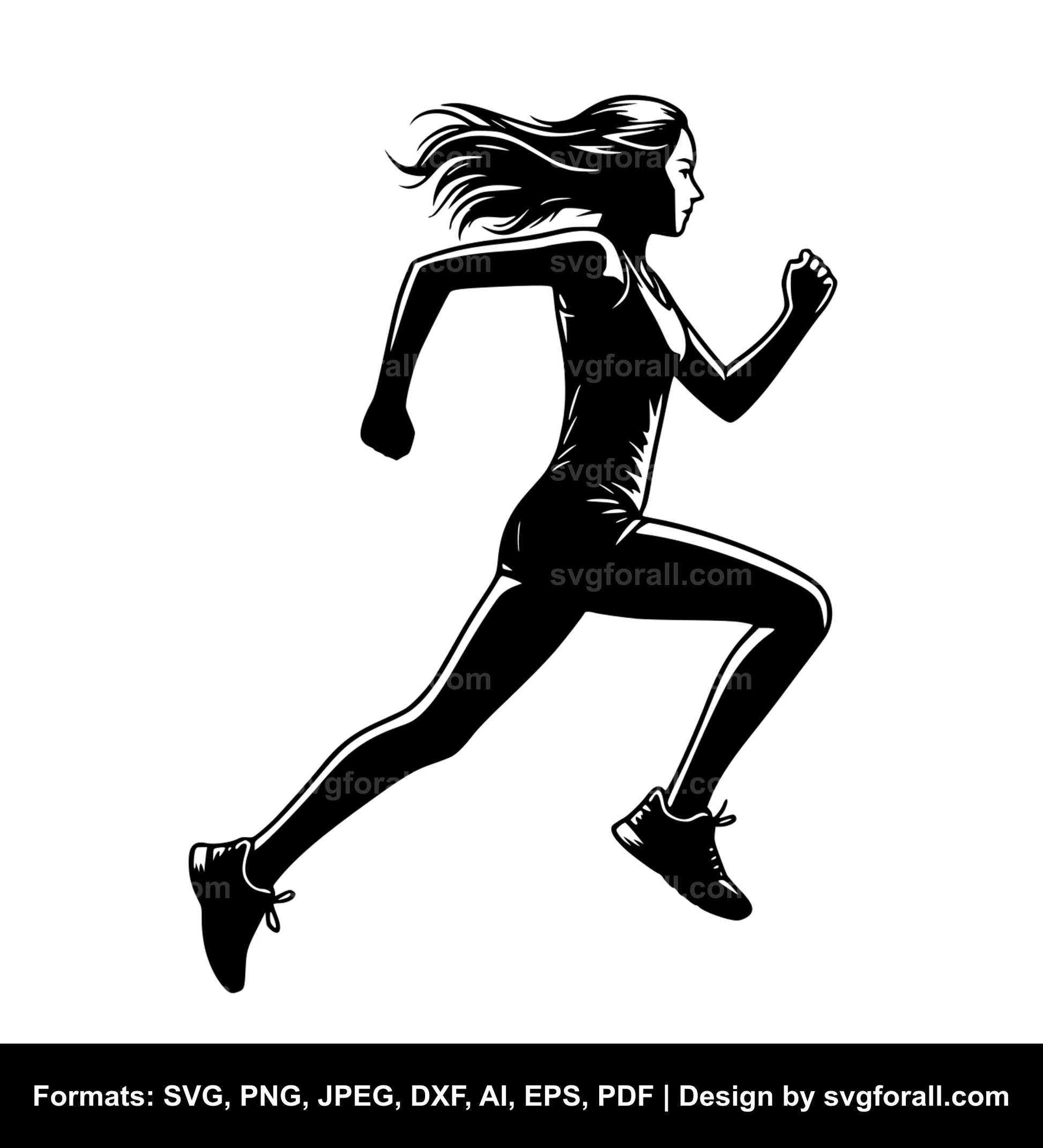 Girl Running SVG Vector