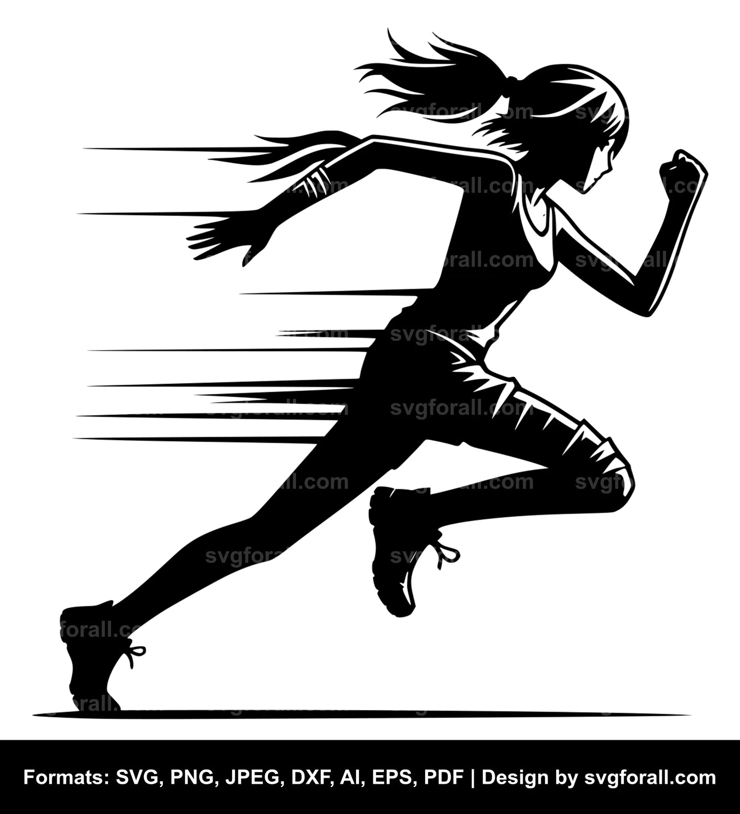 Girl Running Vector SVG