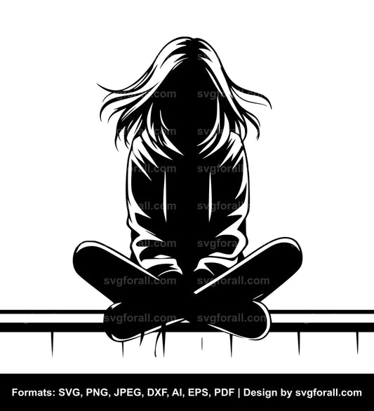 Girl Sitting SVG