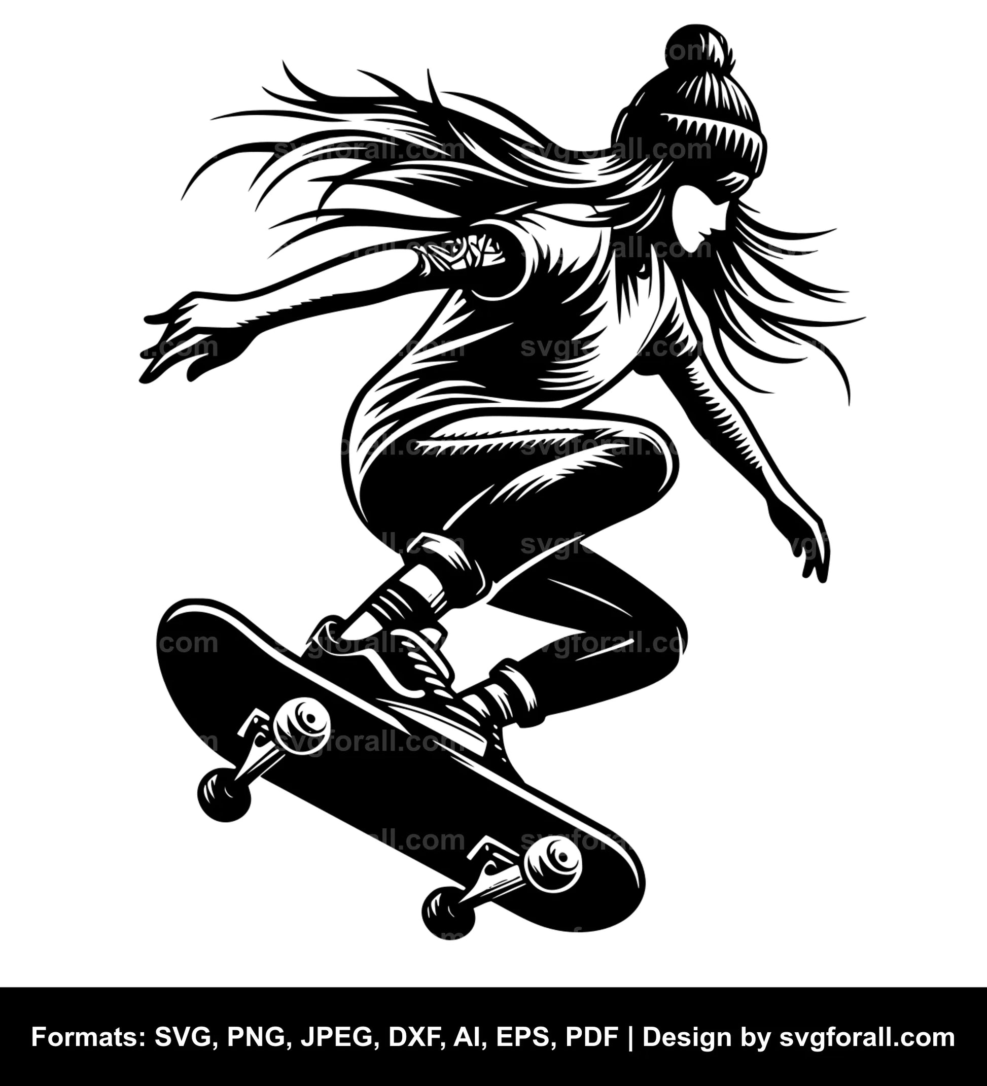 Girl Skateboarding Cricut SVG