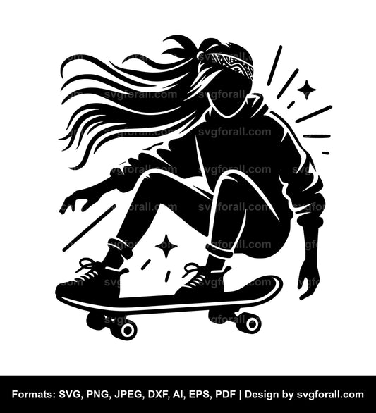 Girl Skateboarding SVG Design