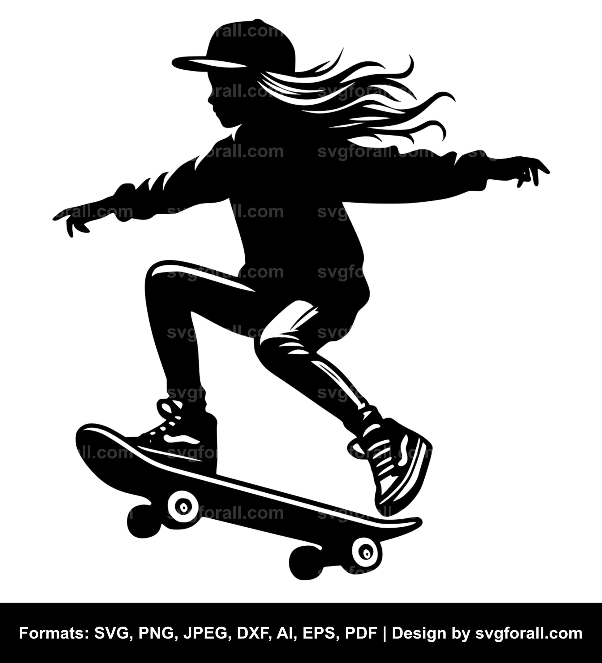 Girl Skateboarding SVG Download