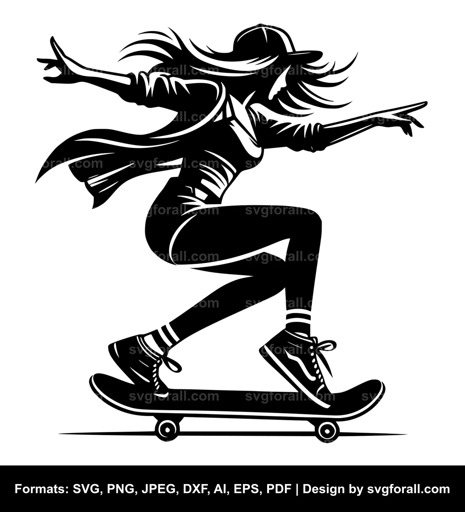 Girl Skateboarding SVG File