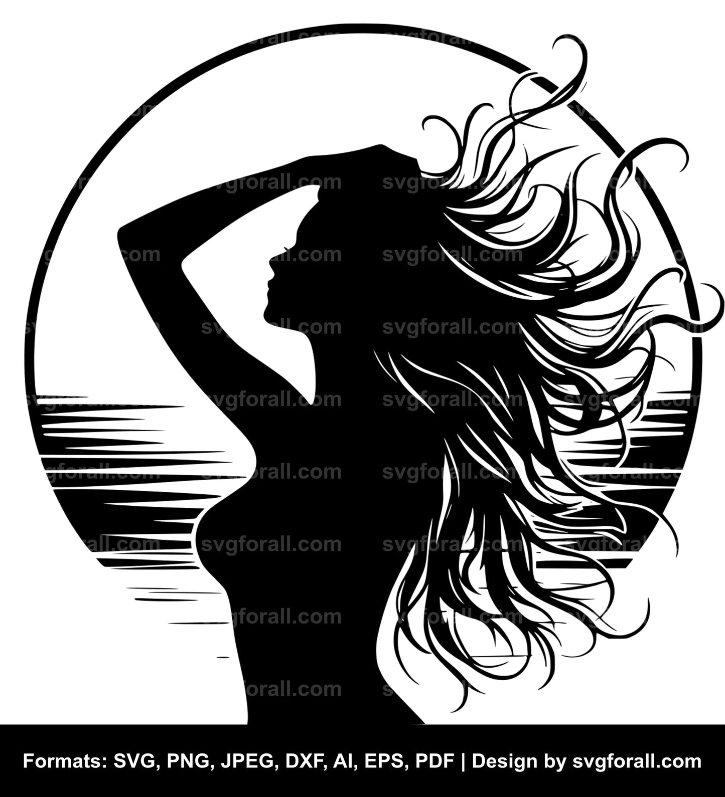 Girl Sunset SVG Design