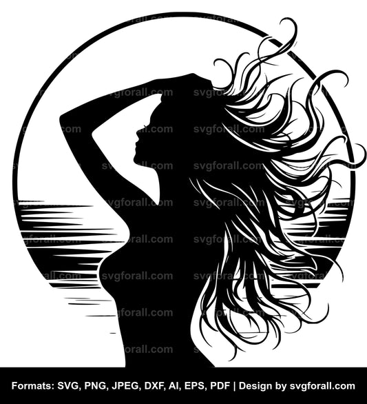 Girl Sunset SVG Design