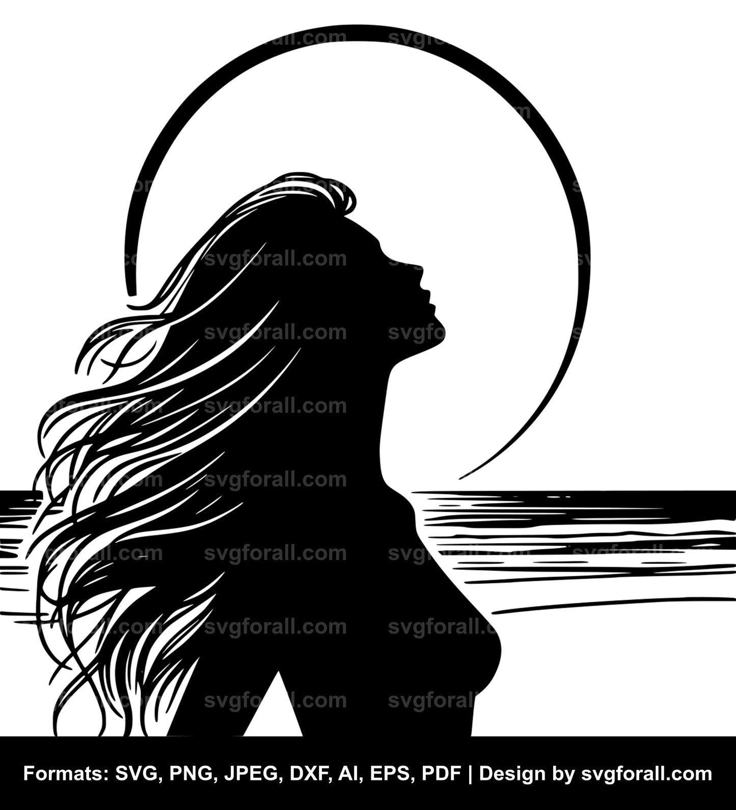 Girl Sunset SVG File