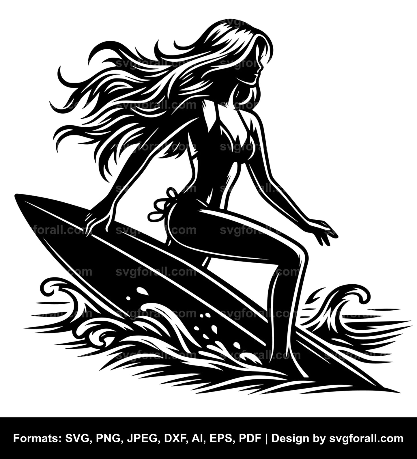 Girl Surfing Cricut SVG