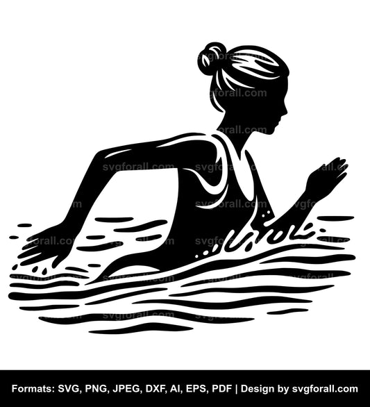 Girl Swimming SVG