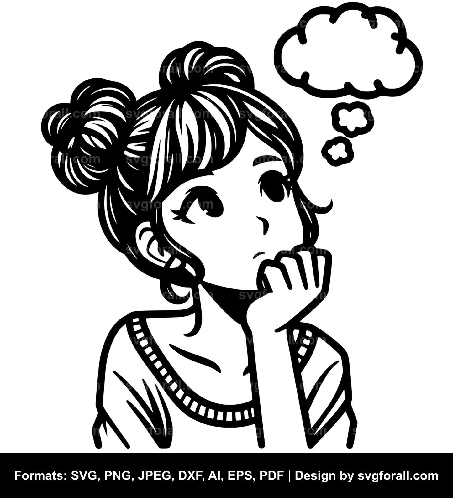 Girl Thinking Clipart SVG