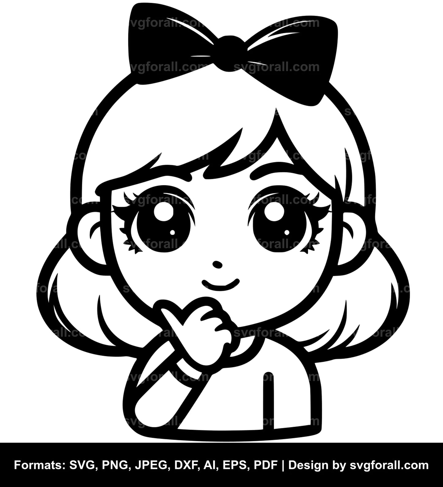 Girl Thinking SVG Clipart