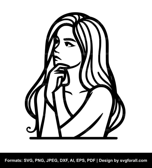 Girl Thinking SVG Design