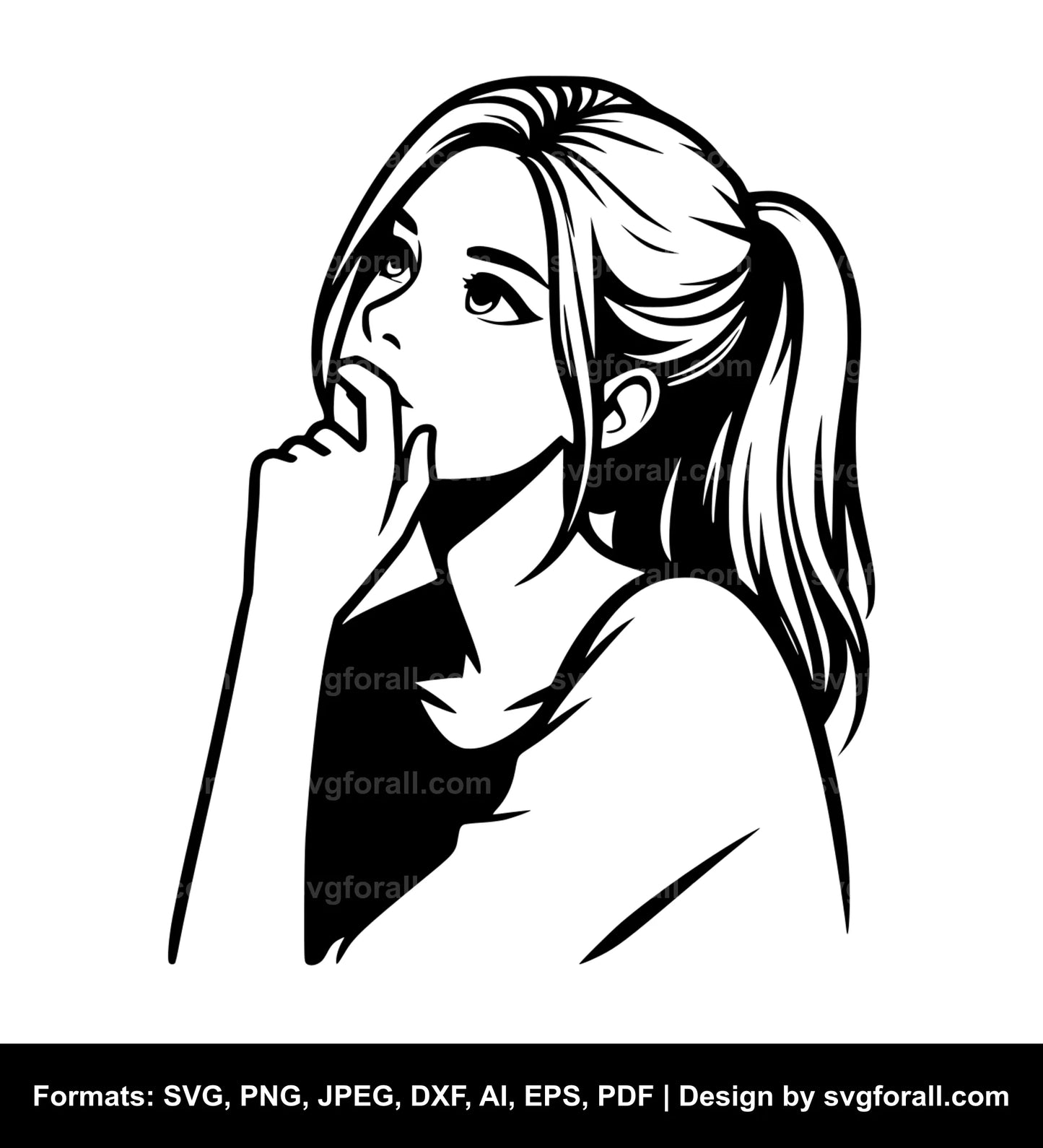 Girl Thinking SVG Vector