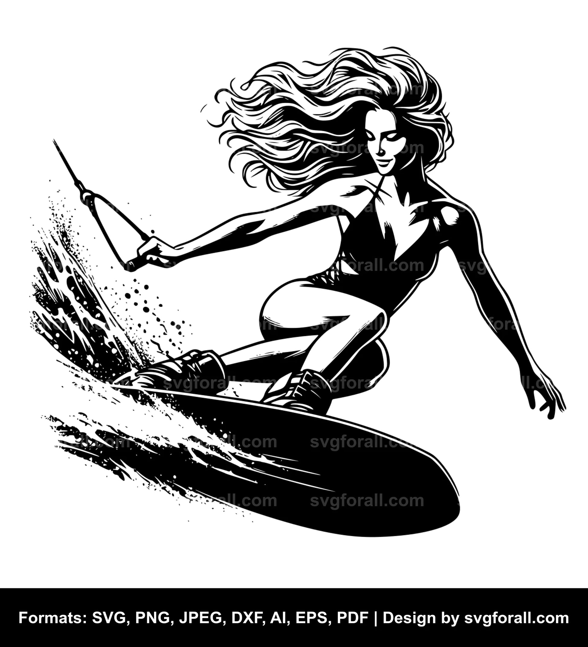 Girl Wakeboarding SVG