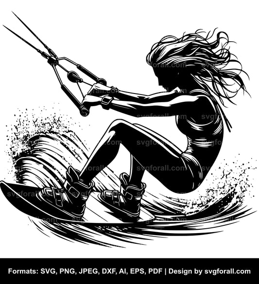 Girl Wakeboarding SVG Design