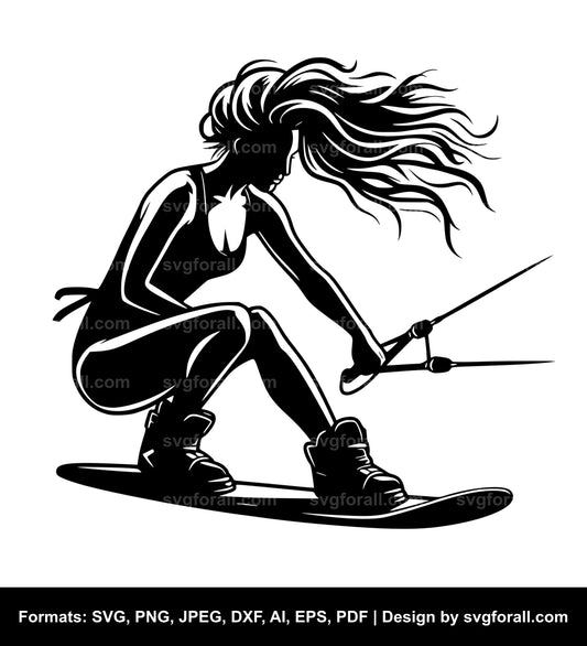 Girl Wakeboarding SVG File