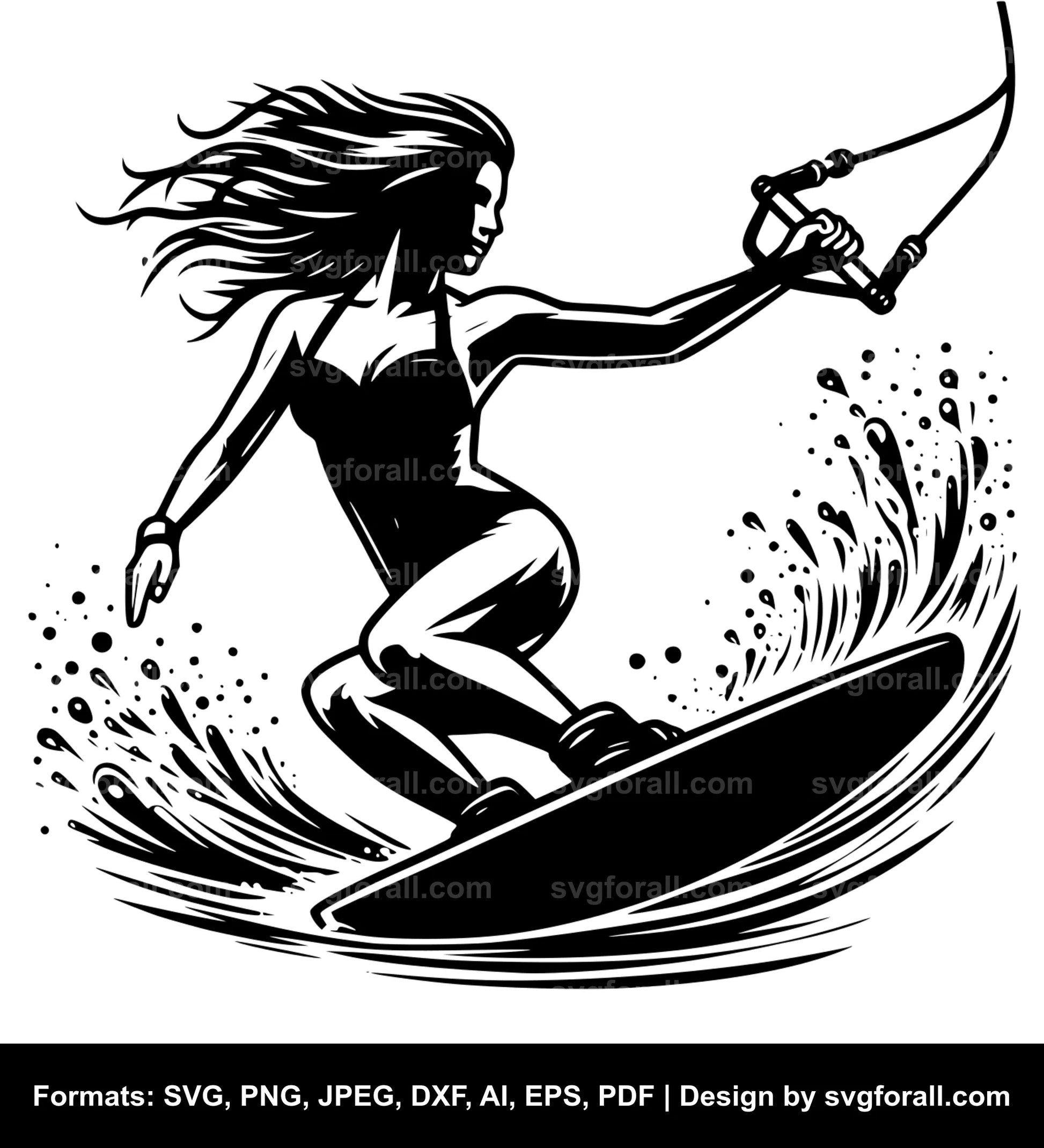 Girl Wakeboarding SVG PNG