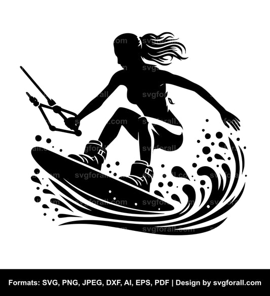 Girl Wakeboarding SVG Vector